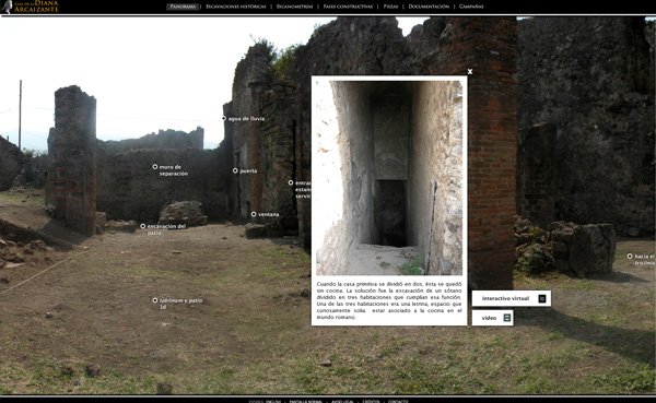 Primera versión de la web de la Casa de la Diana Arcaizante en Pompeya. Imagen 1 de 3