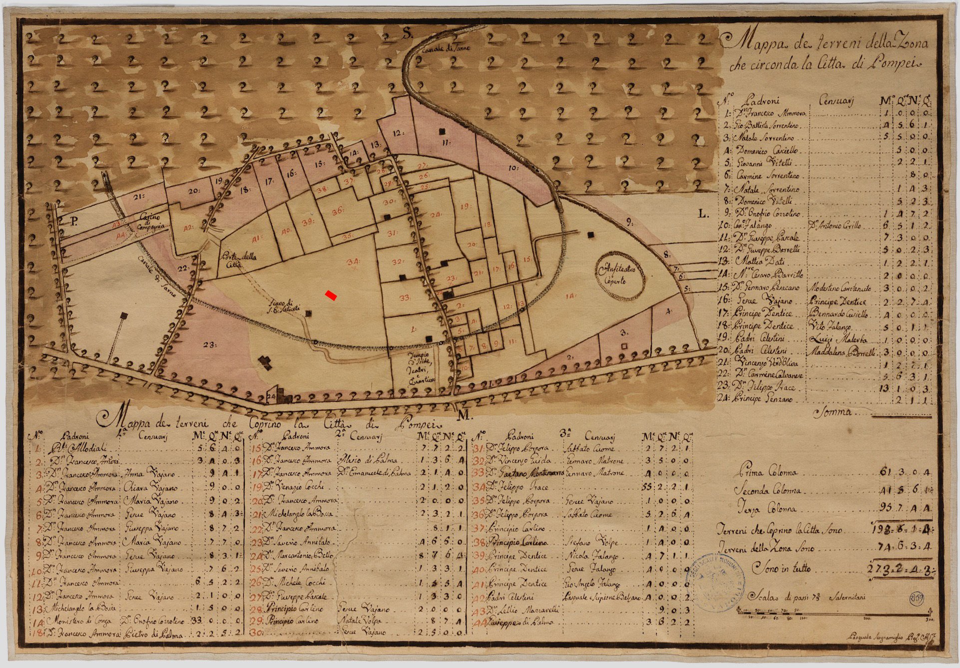 Mapa catastral de la ciudad de Pompeya